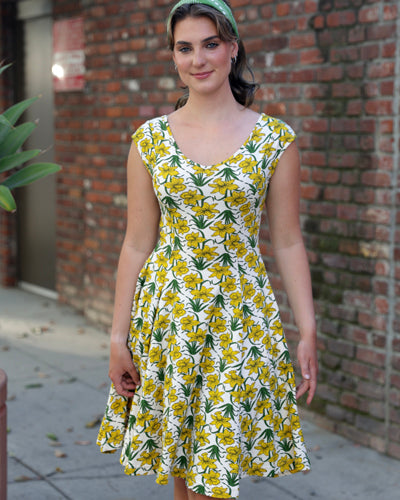 yellow dress with green heart The Daydream Corset Size:46EU/XXL/18UK/16US Made from a rich Warehouse-New Mavis Silk Midi Dress